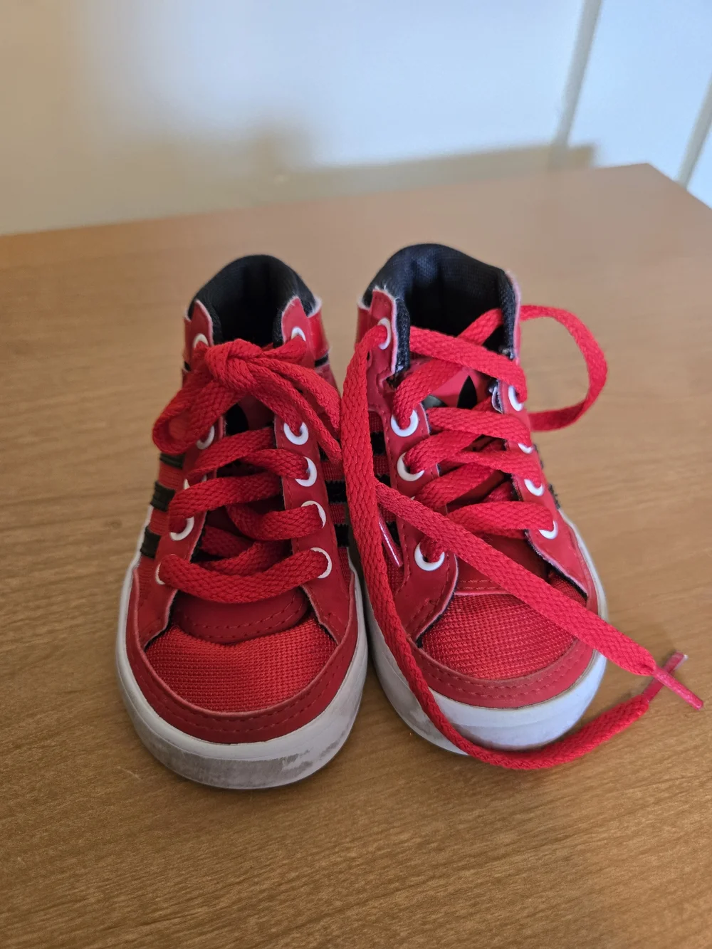 adidas Kids Red and Black High-Top Sneakers